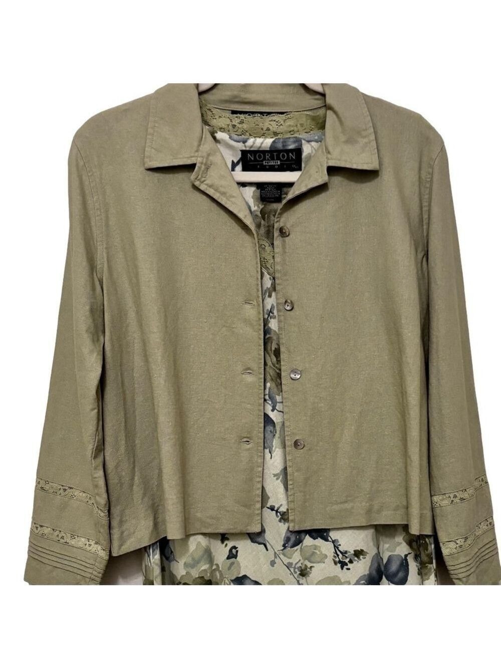 Norton Vintage Light Green Petite Button Down Jacket - Picture 4 of 11